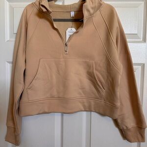 Tan Women's Half-Zip Hoodie Sweater